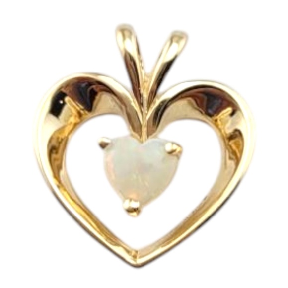 10 Karat Yellow Gold Opal Open Heart Pendant #21134 - Picture 10 of 10